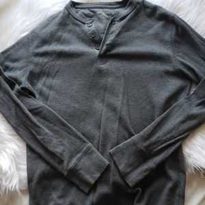 Merona Gray Long Sleeve Thermal Henley Shirt